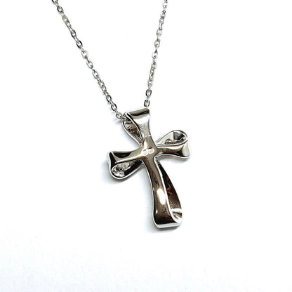 MIKIMOTO pearl necklace with 3.8mm pearls and silver cross ribbon on a 40cm chain