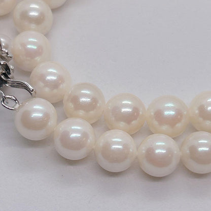 55 Akoya genuine pearl necklace 44cm with 7.4-7.8mm white pearls and silver clasp