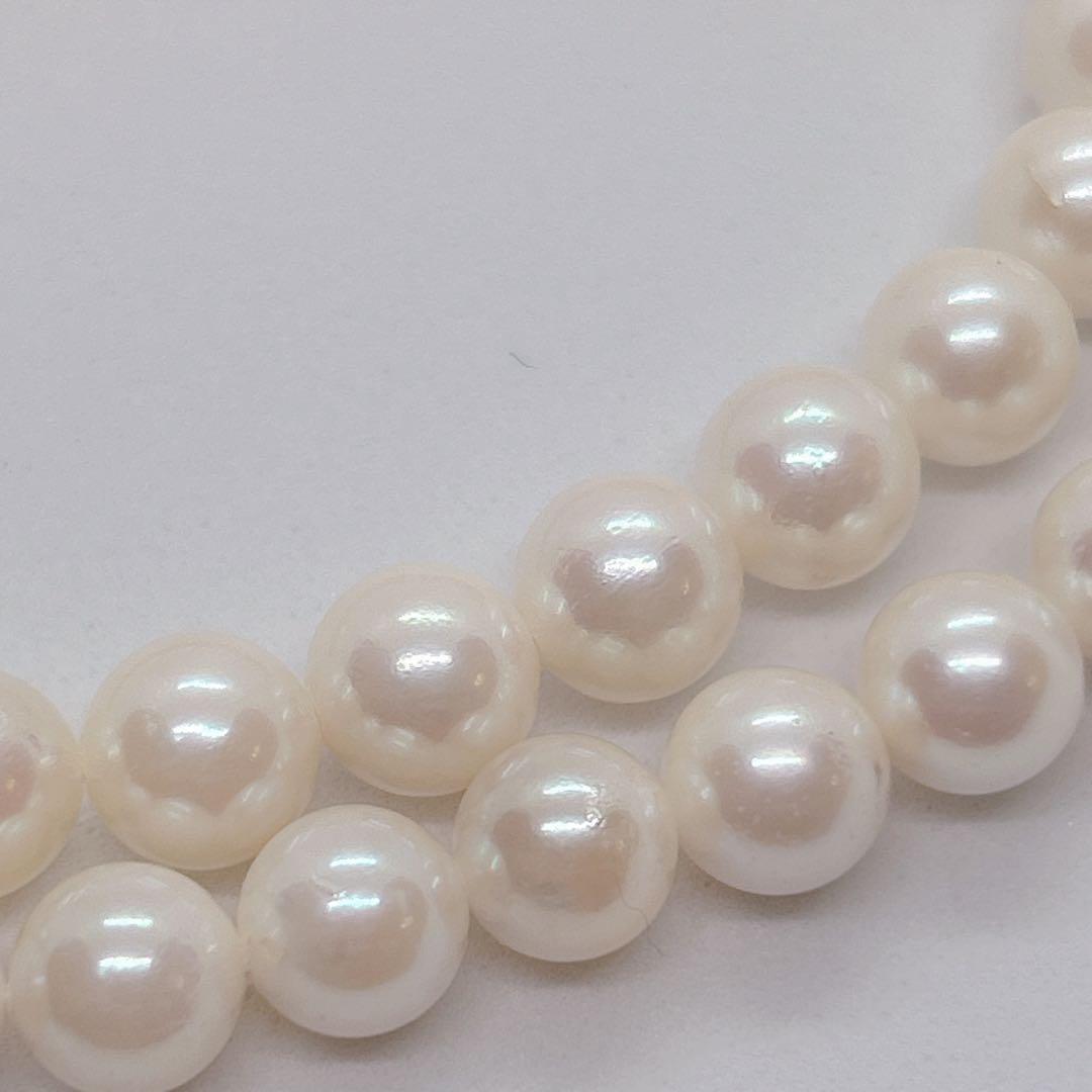 55 Akoya genuine pearl necklace 44cm with 7.4-7.8mm white pearls and silver clasp