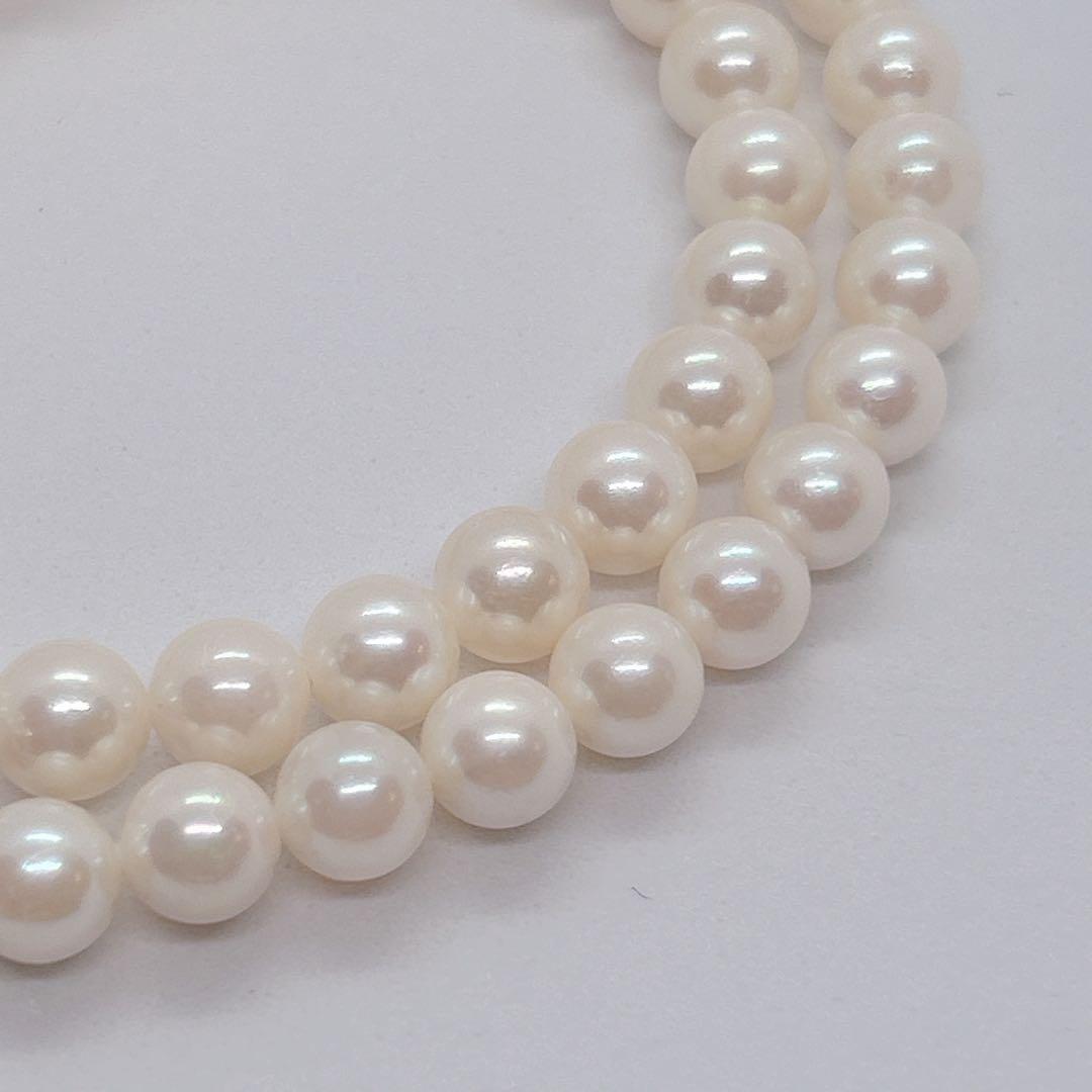 55 Akoya genuine pearl necklace 44cm with 7.4-7.8mm white pearls and silver clasp