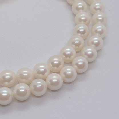 55 Akoya genuine pearl necklace 44cm with 7.4-7.8mm white pearls and silver clasp