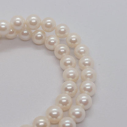 55 Akoya genuine pearl necklace 44cm with 7.4-7.8mm white pearls and silver clasp