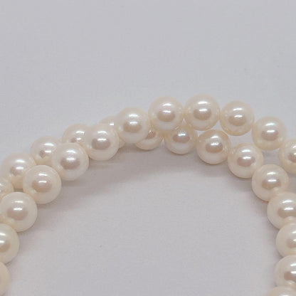55 Akoya genuine pearl necklace 44cm with 7.4-7.8mm white pearls and silver clasp