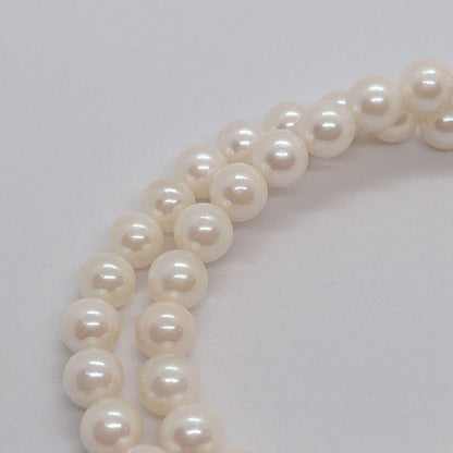 55 Akoya genuine pearl necklace 44cm with 7.4-7.8mm white pearls and silver clasp