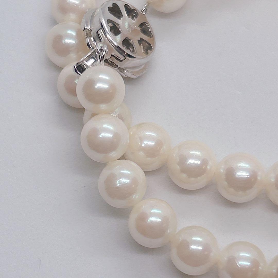 55 Akoya genuine pearl necklace 44cm with 7.4-7.8mm white pearls and silver clasp