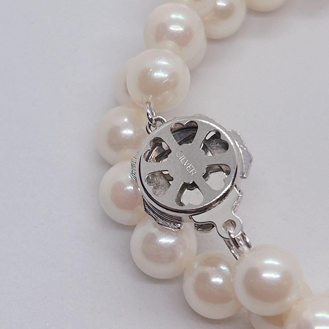 55 Akoya genuine pearl necklace 44cm with 7.4-7.8mm white pearls and silver clasp