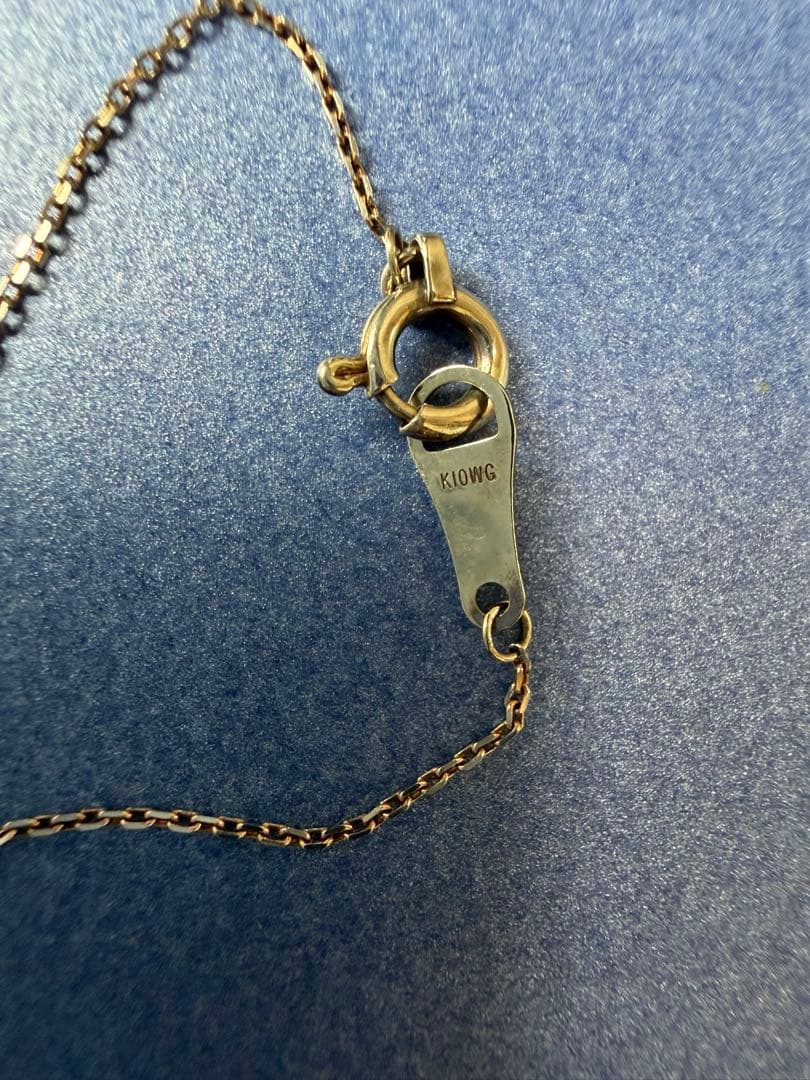 agete K10 yellow gold necklace with 0.03ct diamond and 40cm chain displayed with box