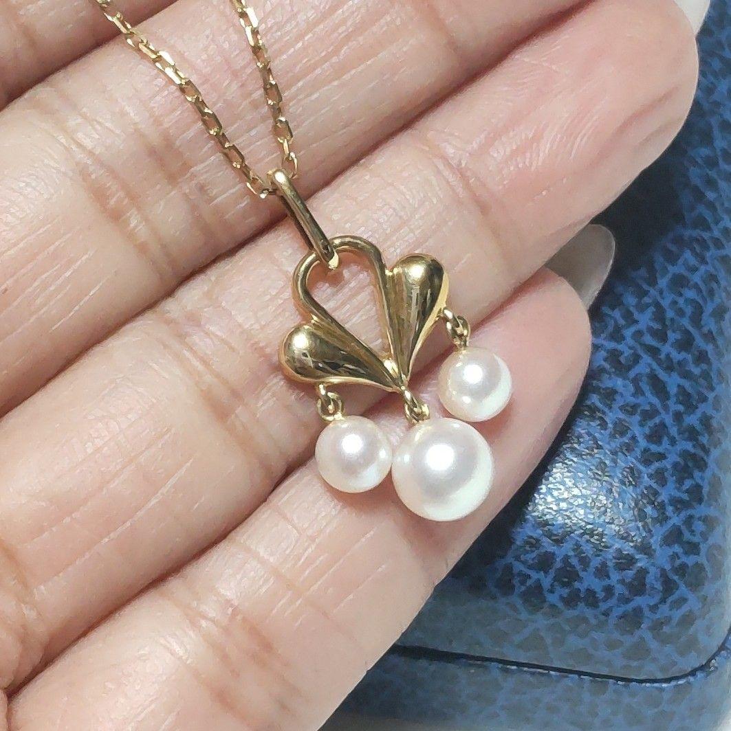 MIKIMOTO Akoya pearl necklace featuring 5-6.2mm pearls with a 25x15mm moving pearl pendant on a 40cm chain
