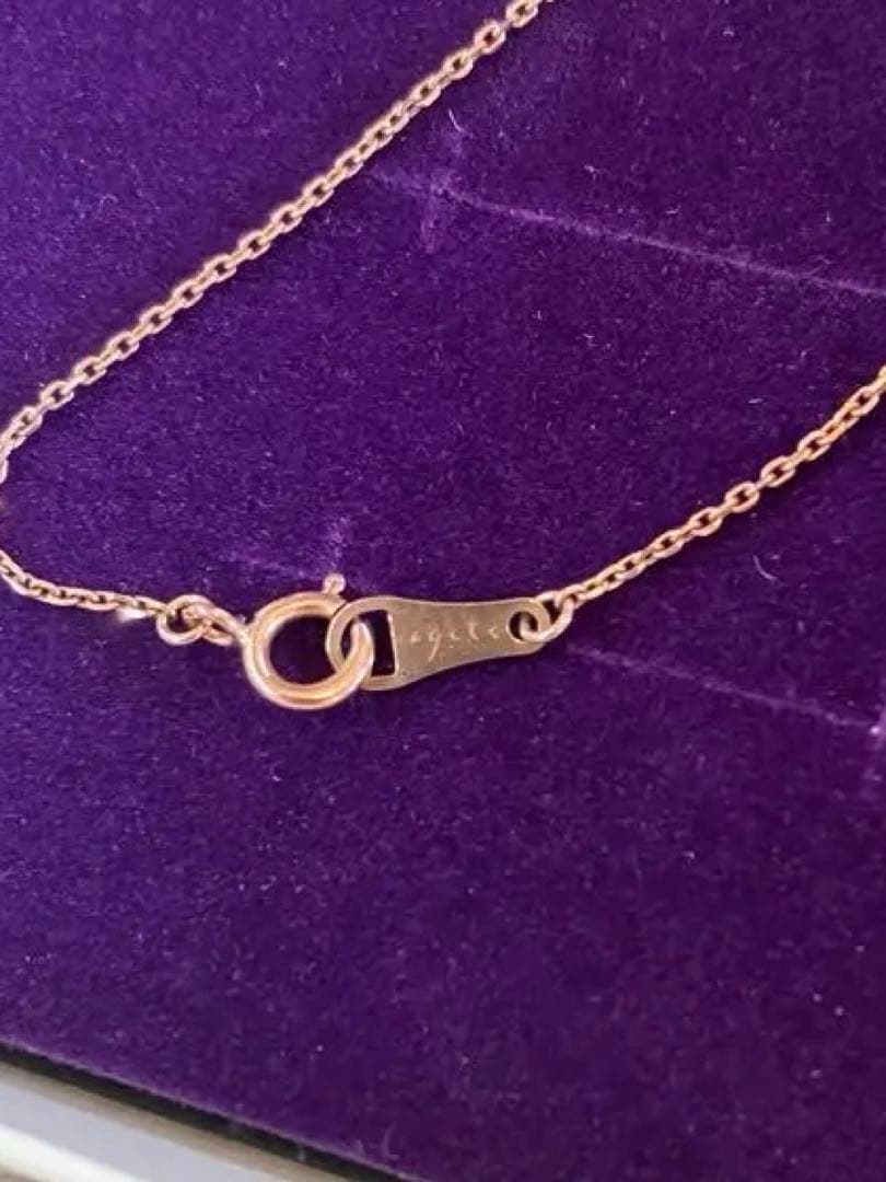 agete K10 pink gold diamond necklace with 40cm chain length on white background