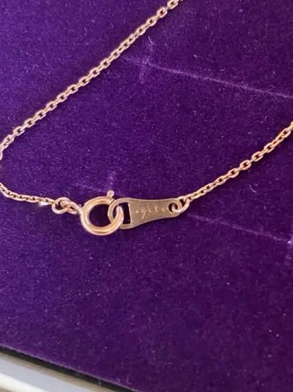 agete K10 pink gold diamond necklace with 40cm chain length on white background