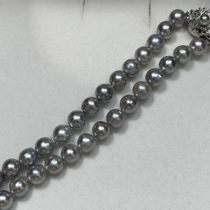 Akoya pearl necklace with blue South Sea pearl 7.5-8mm on a 44cm strand