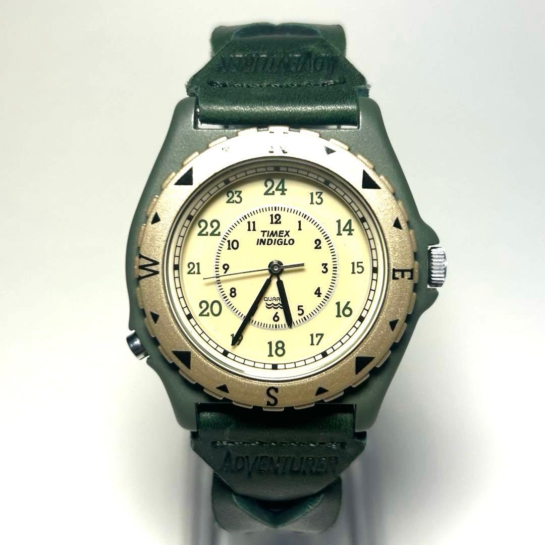 TIMEX ADVENTURER INDIGLO ー OLIVE GREEN Quartz Men's Watch — Japanese