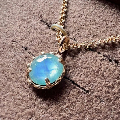 agete K10 necklace and charm set with labradorite, shell, malachite on a 40cm adjustable Loro chain