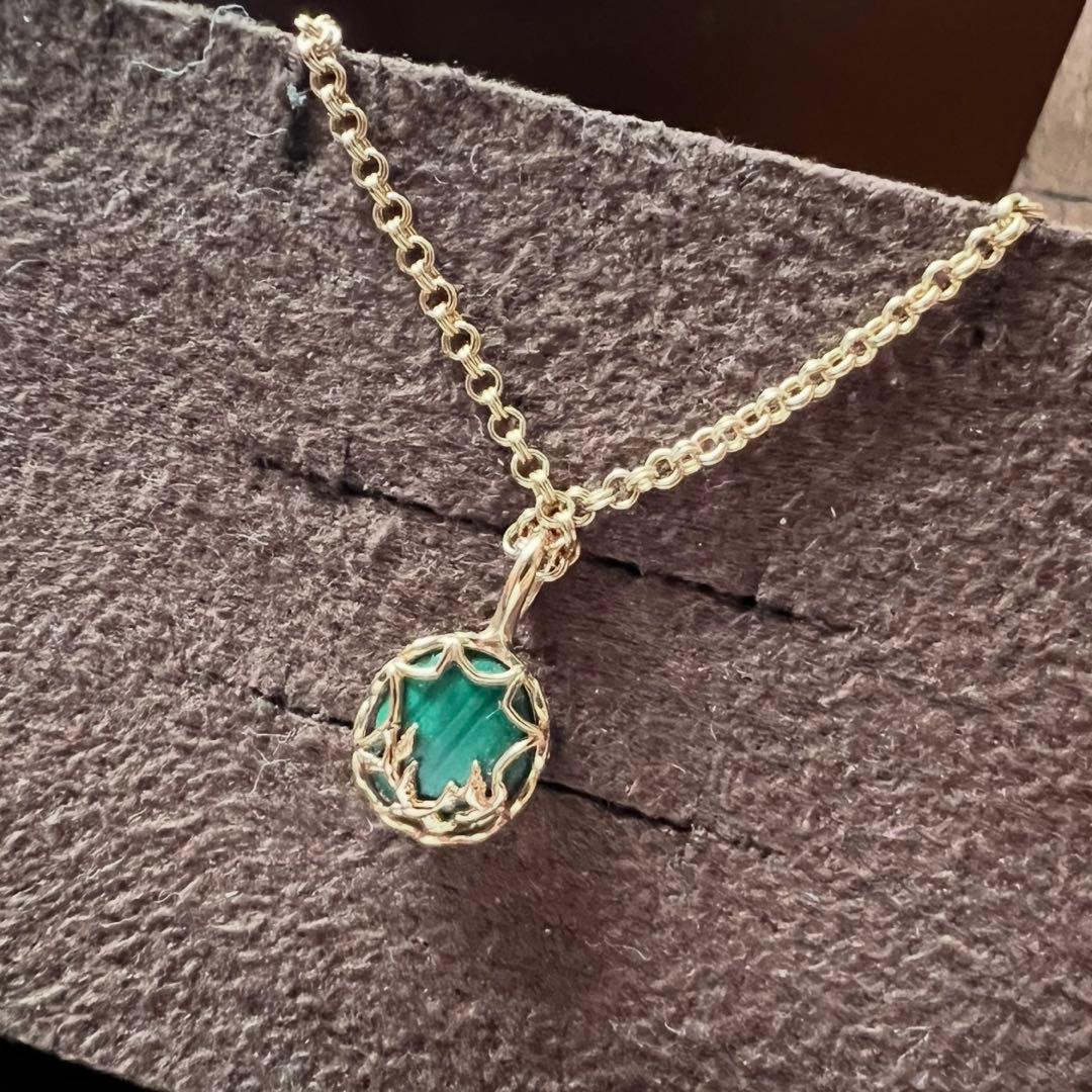 agete K10 necklace and charm set with labradorite, shell, malachite on a 40cm adjustable Loro chain