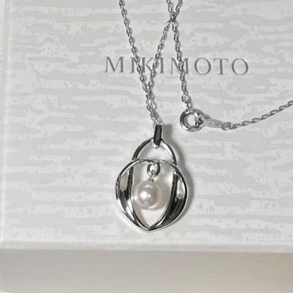 Mikimoto Akoya pearl pendant silver necklace with 7mm pearl on 40cm silver chain