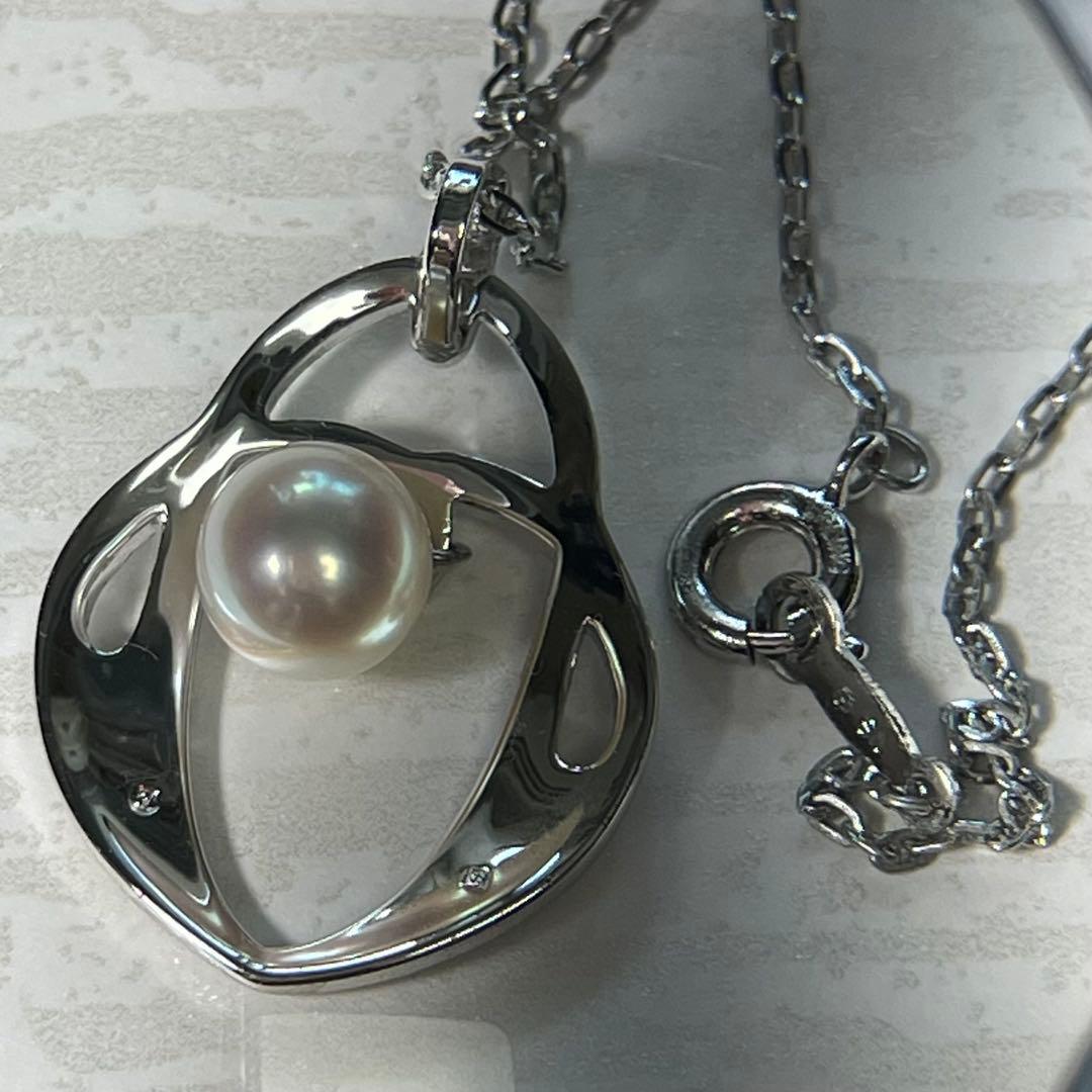 Mikimoto Akoya pearl pendant silver necklace with 7mm pearl on 40cm silver chain