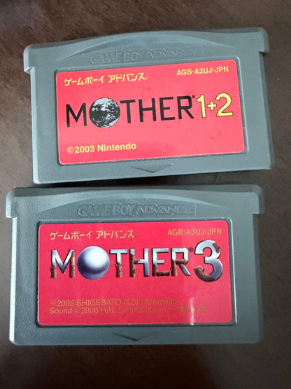 Mother 1+2 and Mother 3 Game Boy Advance software set with box and manuals