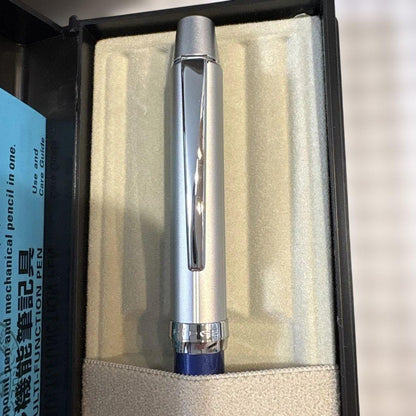 Pilot RiDGE 2+1 Multi-function pen in dark blue mica with satin silver upper shaft and navy blue lacquer finish