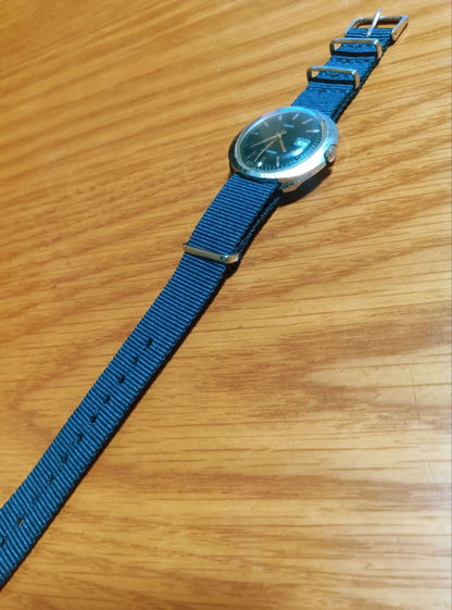 TIMEX Dark Navy Dial Elliptical Date Hand-wind Manual Men's Watch — Japanese