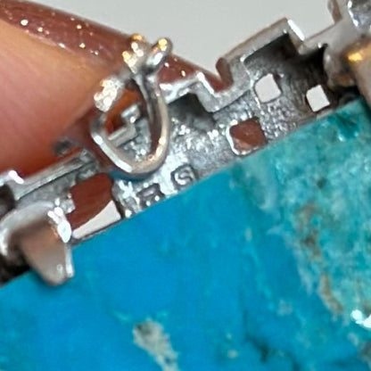 TASAKI turquoise silver pendant with blue stone and silver engraving, 3cm vertical diameter