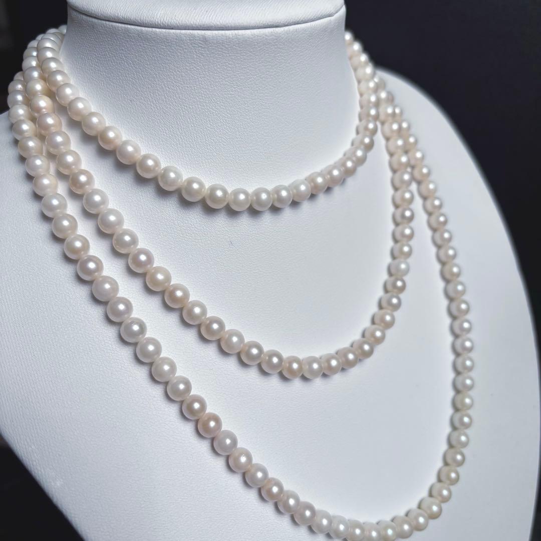 Akoya pearl long necklace with 6.5mm pearls, 125cm length, featuring 2-strand and 3-strand options