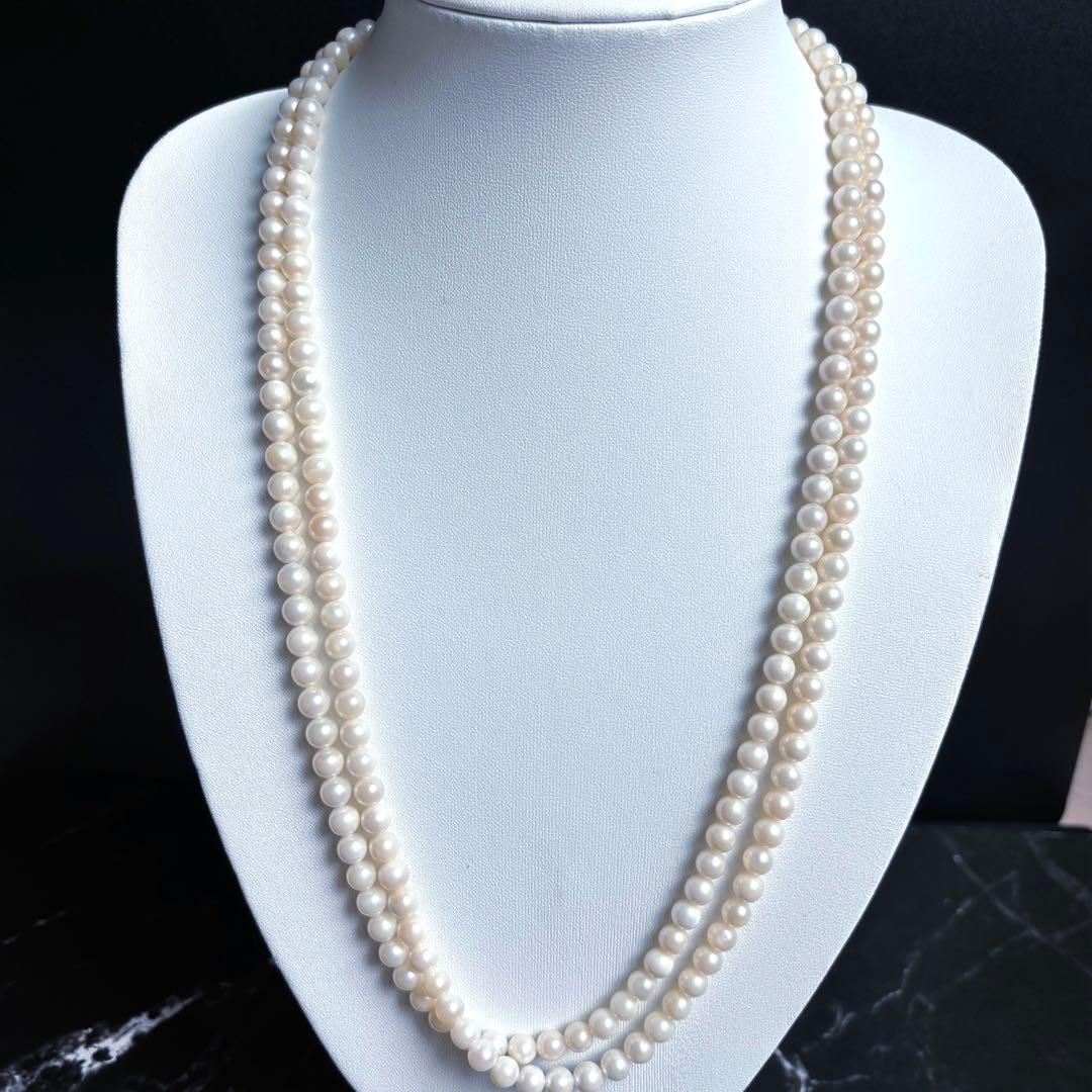 Akoya pearl long necklace with 6.5mm pearls, 125cm length, featuring 2-strand and 3-strand options