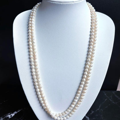 Akoya pearl long necklace with 6.5mm pearls, 125cm length, featuring 2-strand and 3-strand options