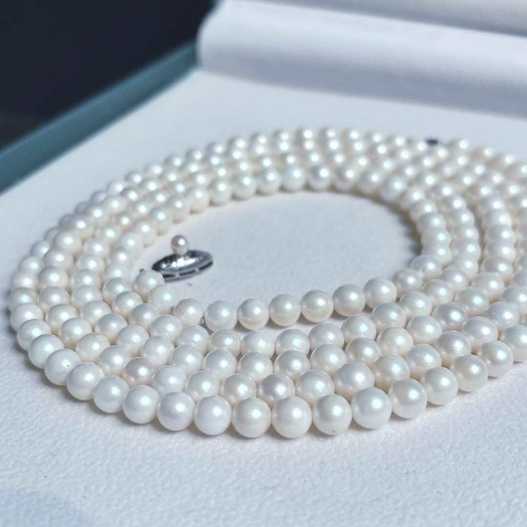Akoya pearl long necklace with 6.5mm pearls, 125cm length, featuring 2-strand and 3-strand options