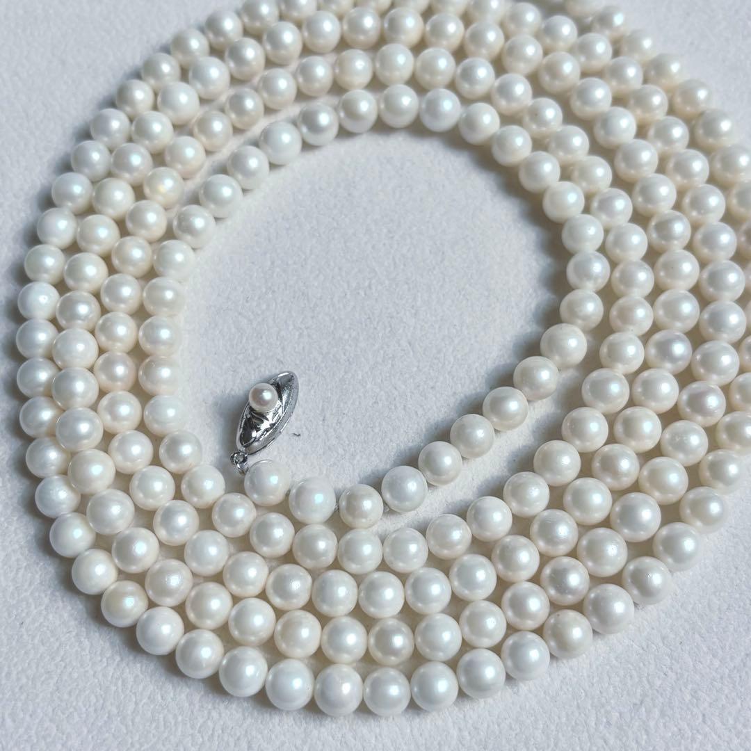 Akoya pearl long necklace with 6.5mm pearls, 125cm length, featuring 2-strand and 3-strand options