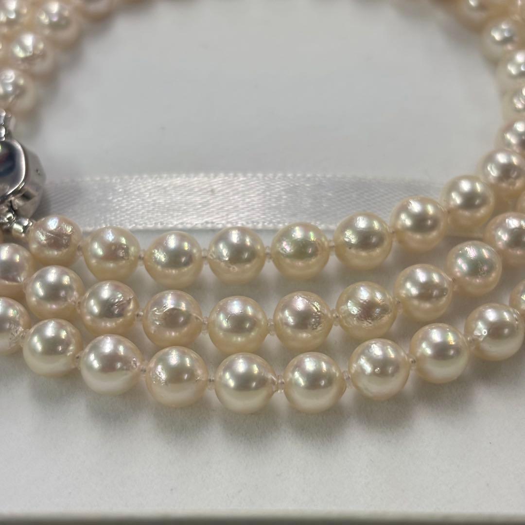Akoya pearl necklace with 7-7.5mm baroque pearls, 80cm long featuring a 925 silver clasp and natural wrinkles