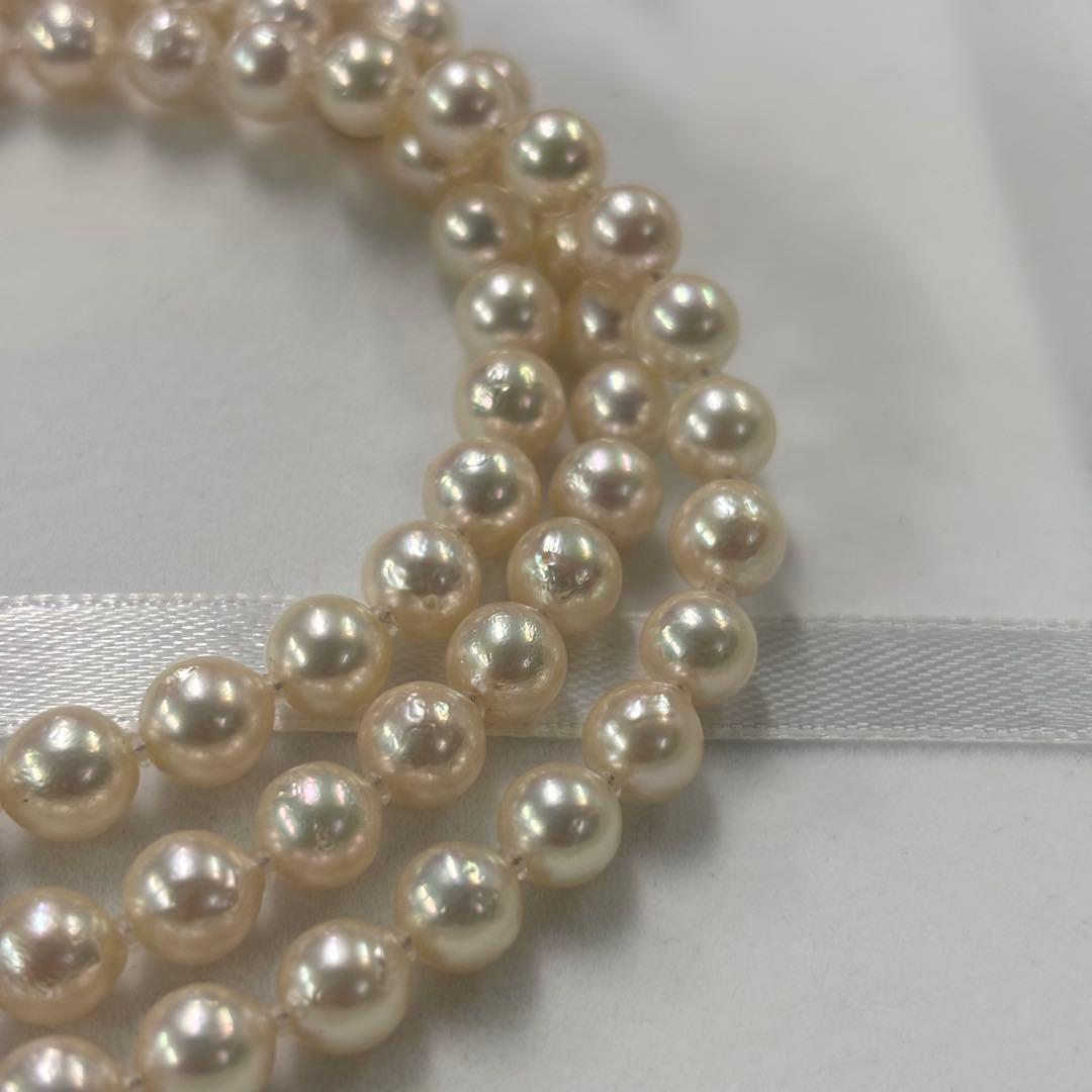 Akoya pearl necklace with 7-7.5mm baroque pearls, 80cm long featuring a 925 silver clasp and natural wrinkles