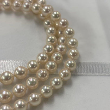 Akoya pearl necklace with 7-7.5mm baroque pearls, 80cm long featuring a 925 silver clasp and natural wrinkles