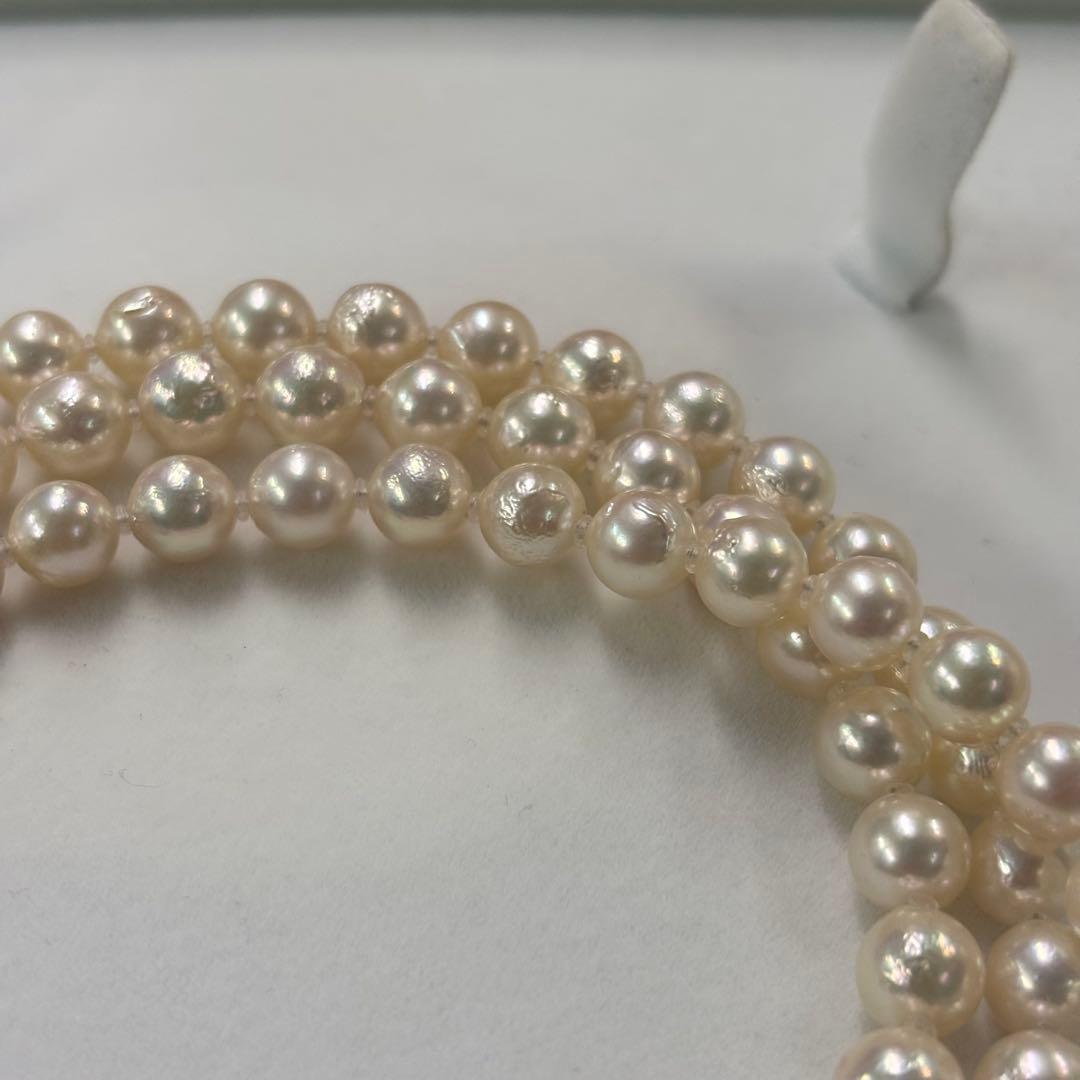 Akoya pearl necklace with 7-7.5mm baroque pearls, 80cm long featuring a 925 silver clasp and natural wrinkles