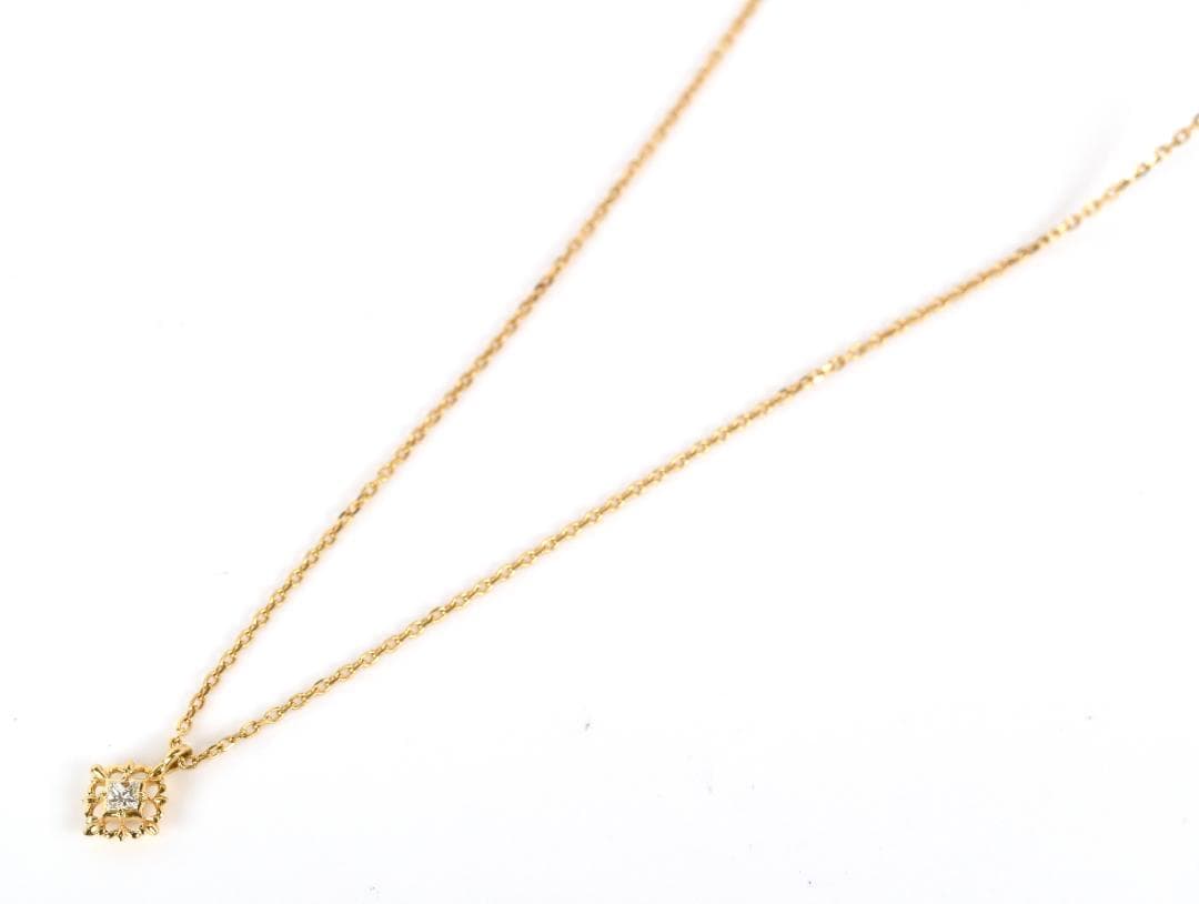 Agete Law yellow gold necklace with diamond, 40 cm length, adjustable chain, and 8.6 mm top