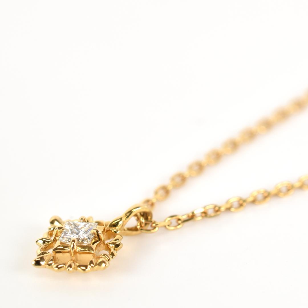 Agete Law yellow gold necklace with diamond, 40 cm length, adjustable chain, and 8.6 mm top