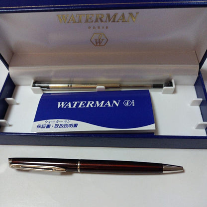 WATERMAN Hemisphere ballpoint pen in purple stainless steel with twist action opening and black ink