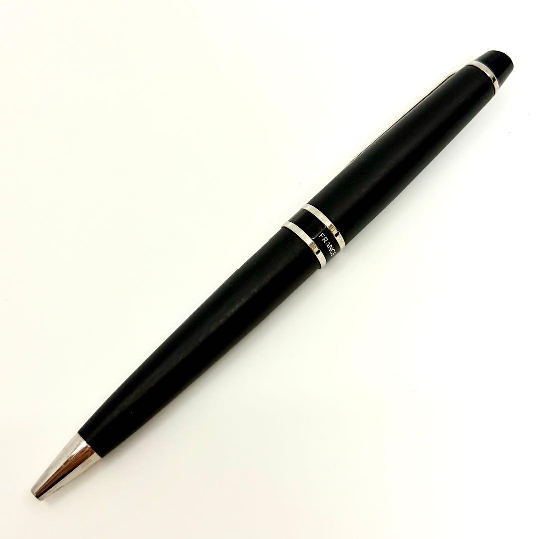 Waterman Expert ballpoint pen in matte black with silver trim shown from side angle
