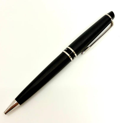 Waterman Expert ballpoint pen in matte black with silver trim shown from side angle