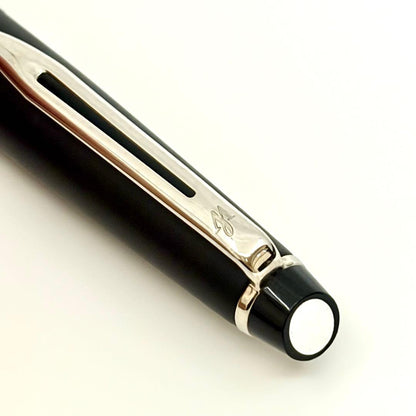 Waterman Expert ballpoint pen in matte black with silver trim shown from side angle