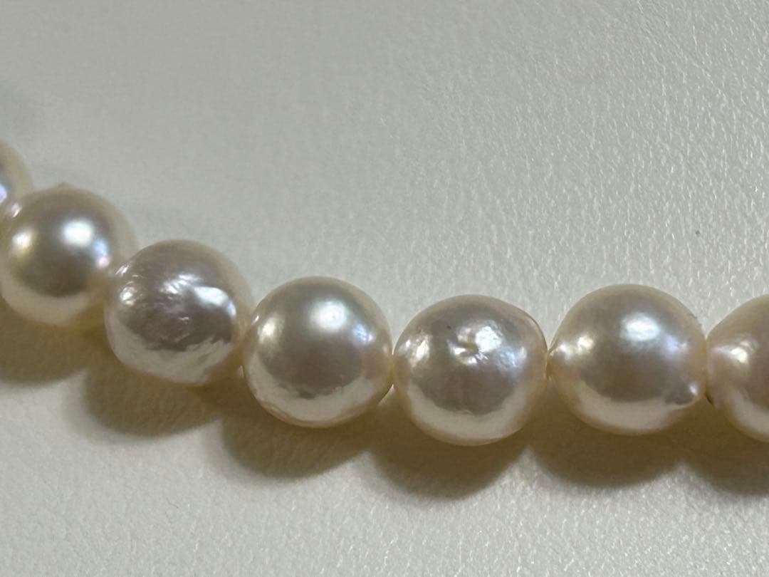 Akoya pearl long necklace with 5-5.5mm pearls and silver clasp measuring about 80cm