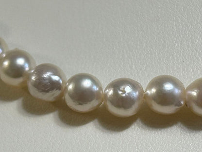 Akoya pearl long necklace with 5-5.5mm pearls and silver clasp measuring about 80cm