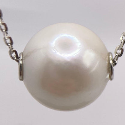 Akoya genuine 7.5mm pearl necklace with Pt850 platinum small bean chain 45cm slide adjuster