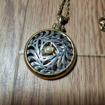 Mikimoto Pearl Loupe Pendant Necklace with 3mm pearl on gold chain 63cm, shown on white background