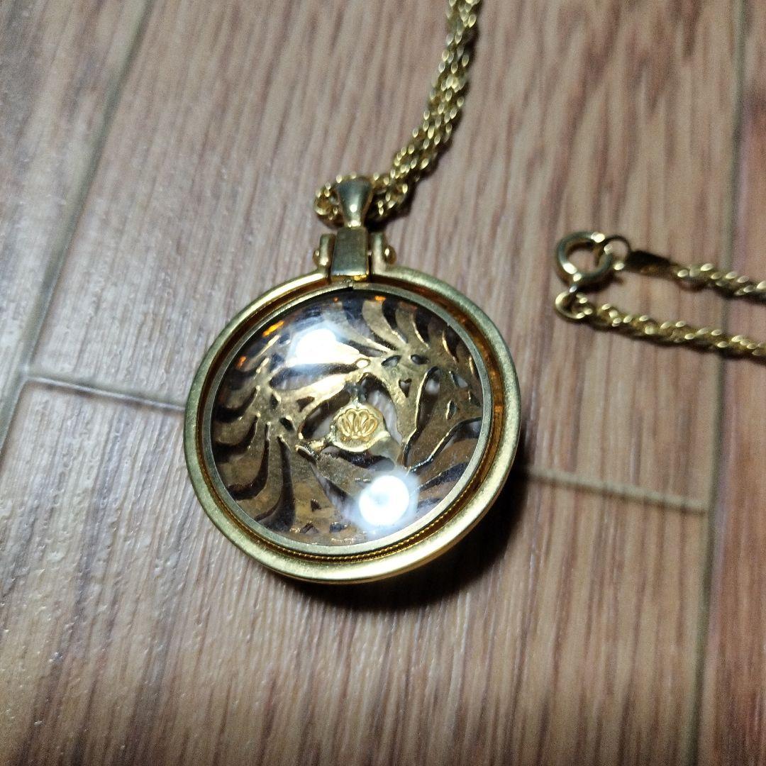 Mikimoto Pearl Loupe Pendant Necklace with 3mm pearl on gold chain 63cm, shown on white background