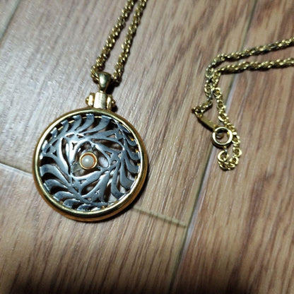 Mikimoto Pearl Loupe Pendant Necklace with 3mm pearl on gold chain 63cm, shown on white background