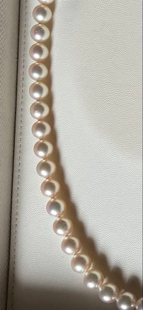 Hana-dama grade Akoya natural pearl necklace with 8.0-8.5mm pink rose pearls and silver clasp