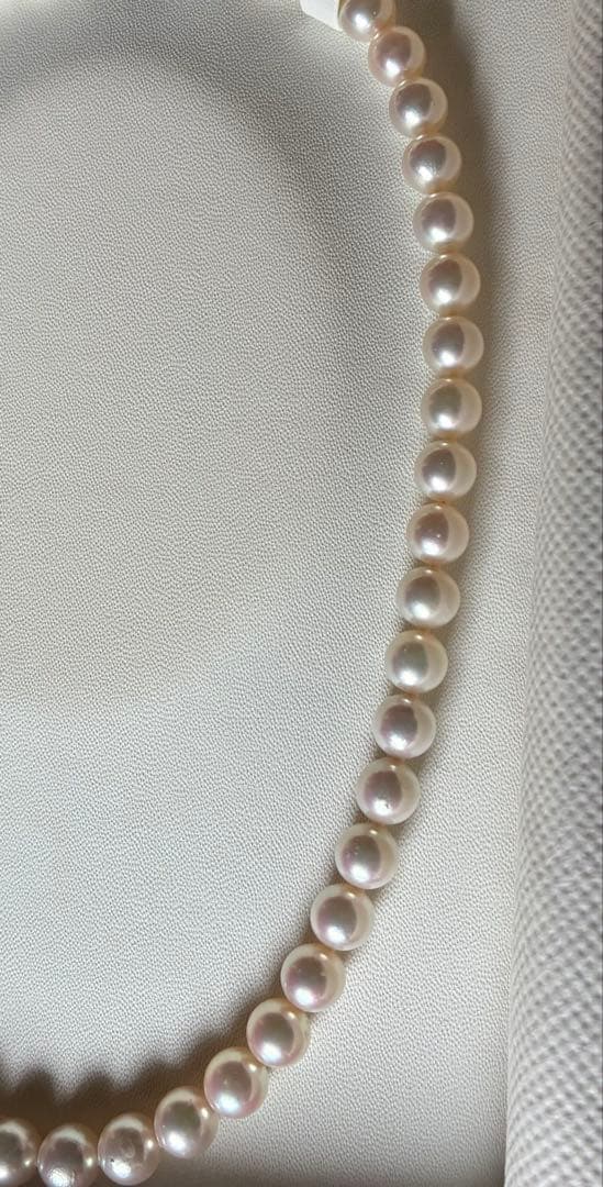 Hana-dama grade Akoya natural pearl necklace with 8.0-8.5mm pink rose pearls and silver clasp
