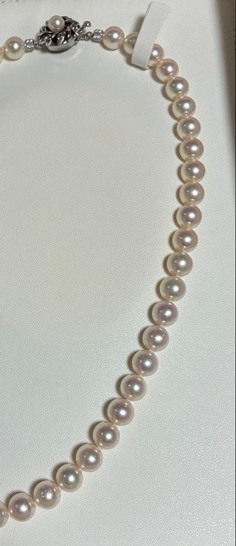 Hana-dama grade Akoya natural pearl necklace with 8.0-8.5mm pink rose pearls and silver clasp