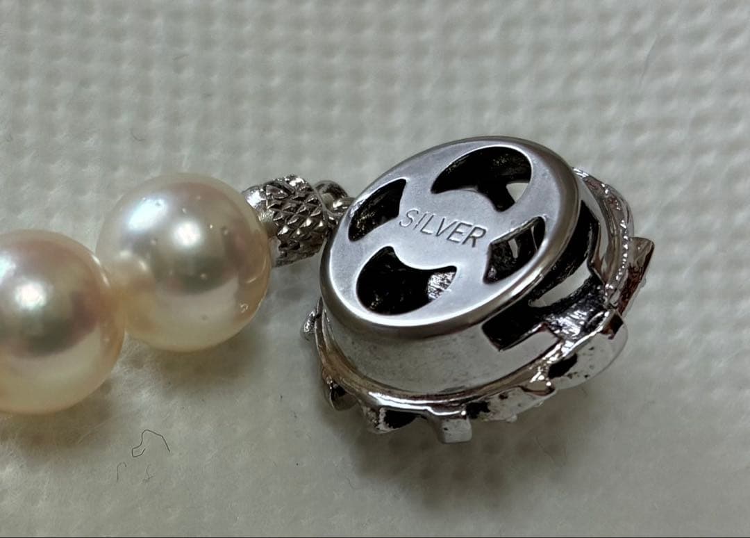 Hana-dama grade Akoya natural pearl necklace with 8.0-8.5mm pink rose pearls and silver clasp