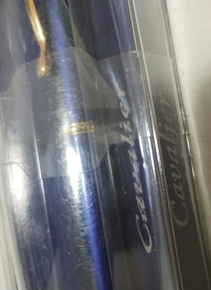 Pilot Old Cavalier fountain pen with fine nib and blue gold barrel shown unused and unopened
